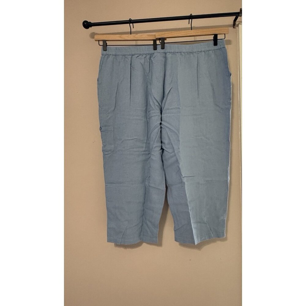 Susan Graver Pure Women’s Pants Crop Elastic Waist Pockets Blue Chambray Size 3X - Picture 5 of 9